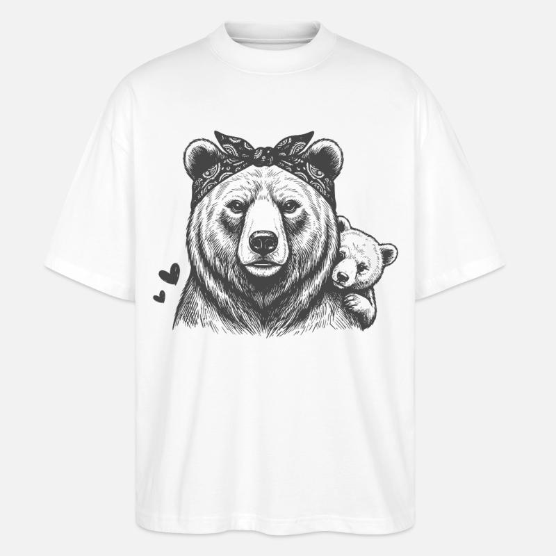 Mama Bär mit Kind - Stanley/Stella Oversized Unisex Bio T-Shirt Blaster 2.0 - Weiß