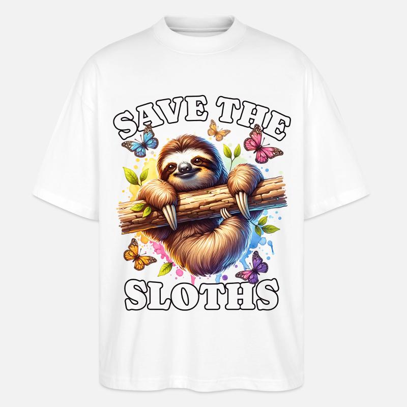 Faultier Save Sloth - Stanley/Stella Oversized Unisex Bio T-Shirt Blaster 2.0 - Weiß