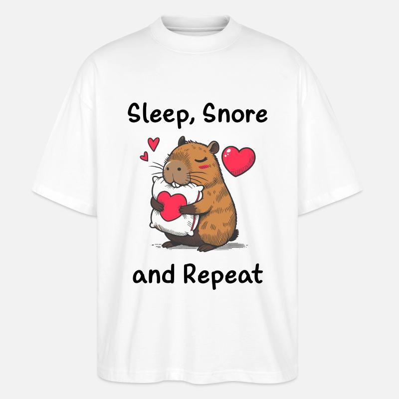 Capybara Herzliebe - Stanley/Stella Oversized Unisex Bio T-Shirt Blaster 2.0 - Weiß