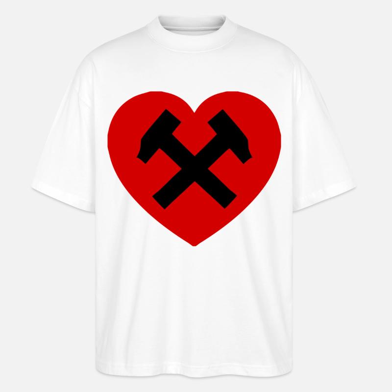 Herz mit Hammer und Sichel - Stanley/Stella Oversized Unisex Bio T-Shirt Blaster 2.0 - Weiß