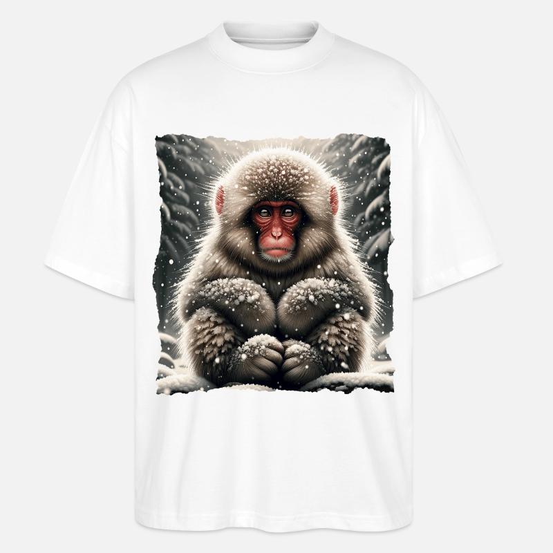 Singe des neiges de Schneeaffe - T-shirt bio Blaster 2.0 coupe oversize Stanley/Stella Unisexe - blanc