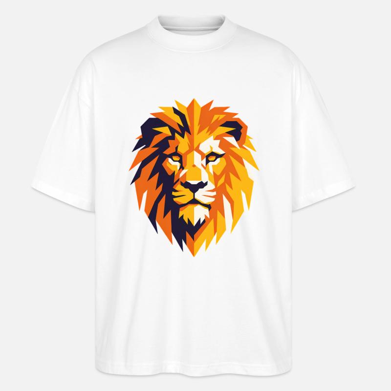 Auffälliger geometrischer Löwe - Stanley/Stella Oversized Unisex Bio T-Shirt Blaster 2.0 - Weiß