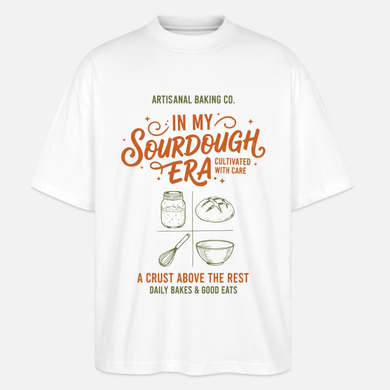 Surteig-Ära Lokaler Sauerteigbrot-Backer - Stanley/Stella Oversized Unisex Bio T-Shirt Blaster 2.0 - Weiß