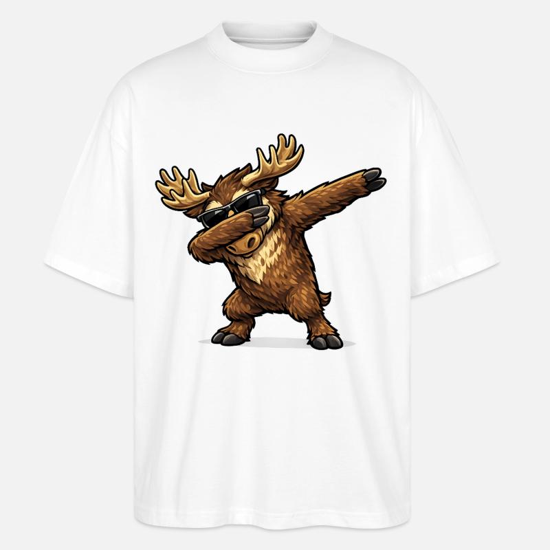 Dabbing Moose - Stanley/Stella Oversized Unisex Organic T-shirt Blaster 2.0 - white