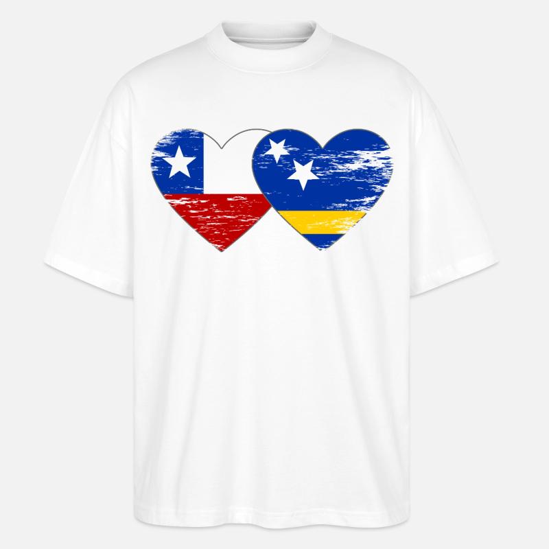 Chile_Curacao_Flagge_Herz_used - Stanley/Stella Oversized Unisex Bio T-Shirt Blaster 2.0 - Weiß