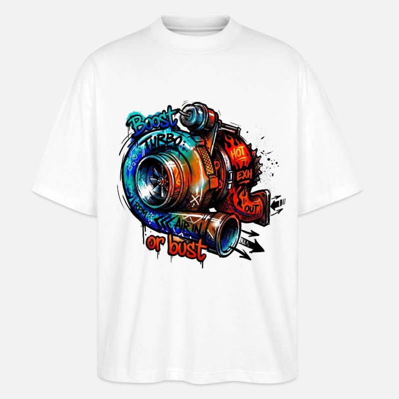 Turbo Boost or Bust - Stanley/Stella Oversized Unisex Organic T-shirt Blaster 2.0 - white