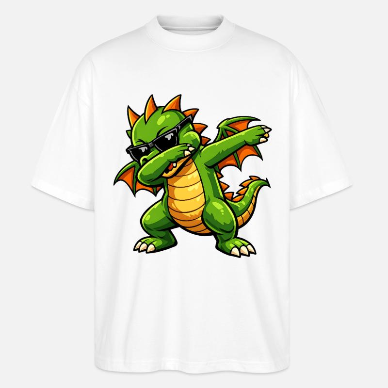 Süßer Dabbing Drache - Stanley/Stella Oversized Unisex Bio T-Shirt Blaster 2.0 - Weiß