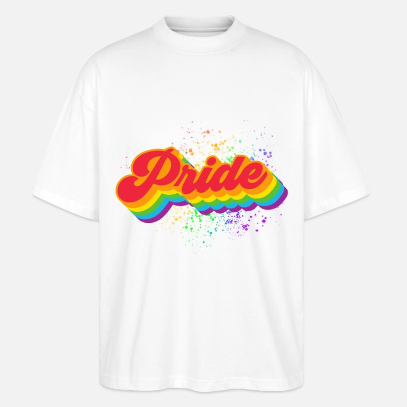 Pride Regenbogenwelle - Stanley/Stella Oversized Unisex Bio T-Shirt Blaster 2.0 - Weiß