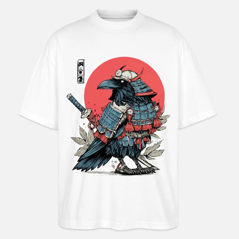 Crimson Samurai Raven Armor - Stanley/Stella Oversized Unisex Organic T-shirt Blaster 2.0 - white