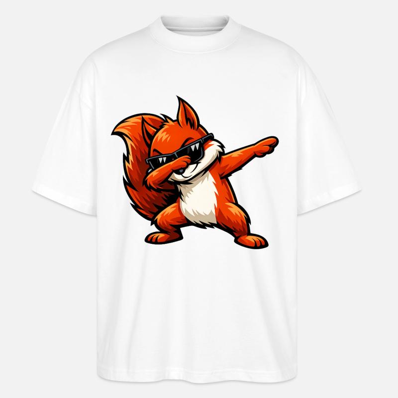 Dabbing Rotes Eichhörnchen - Stanley/Stella Oversized Unisex Bio T-Shirt Blaster 2.0 - Weiß