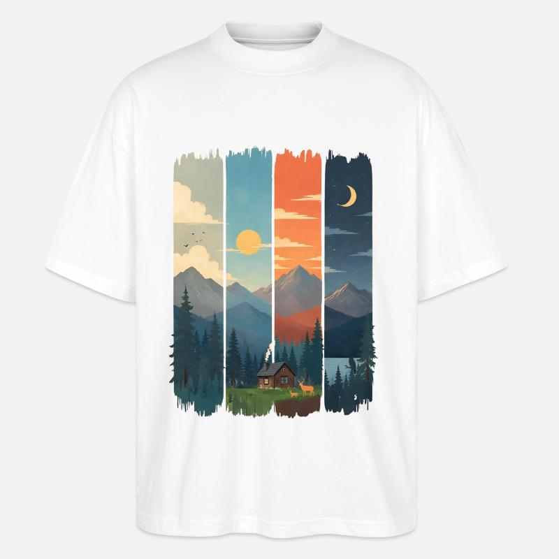 Horizonte in vier Gebirgstafeln - Stanley/Stella Oversized Unisex Bio T-Shirt Blaster 2.0 - Weiß