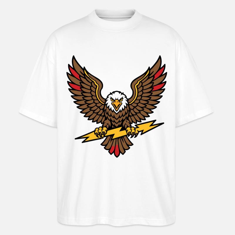 Alter-Schule-Tattoo-Stil Lightning Eagle - Stanley/Stella Oversized Unisex Bio T-Shirt Blaster 2.0 - Weiß