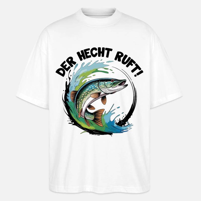 Der Hecht ruft - Stanley/Stella Oversized Unisex Bio T-Shirt Blaster 2.0 - Weiß