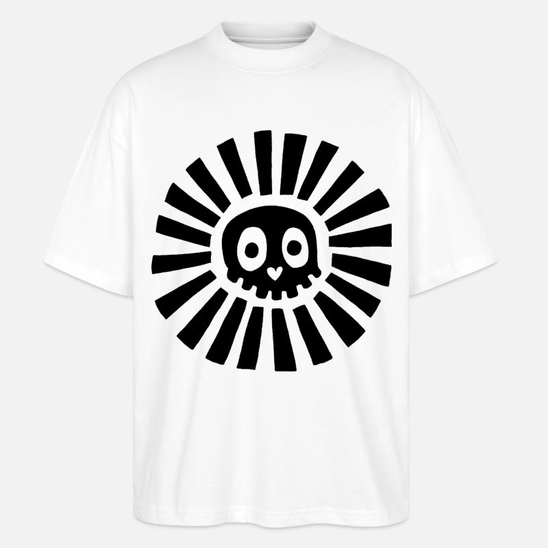 Schwarzer Sonnenschädel - Stanley/Stella Oversized Unisex Bio T-Shirt Blaster 2.0 - Weiß