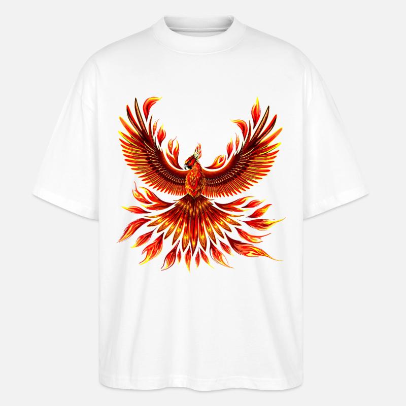 Phoenix Fire Bird - Stanley/Stella Oversized Unisex Organic T-shirt Blaster 2.0 - white