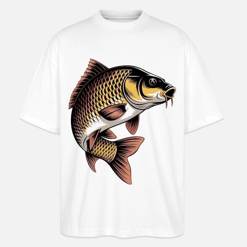 Springender Karpfen - Stanley/Stella Oversized Unisex Bio T-Shirt Blaster 2.0 - Weiß