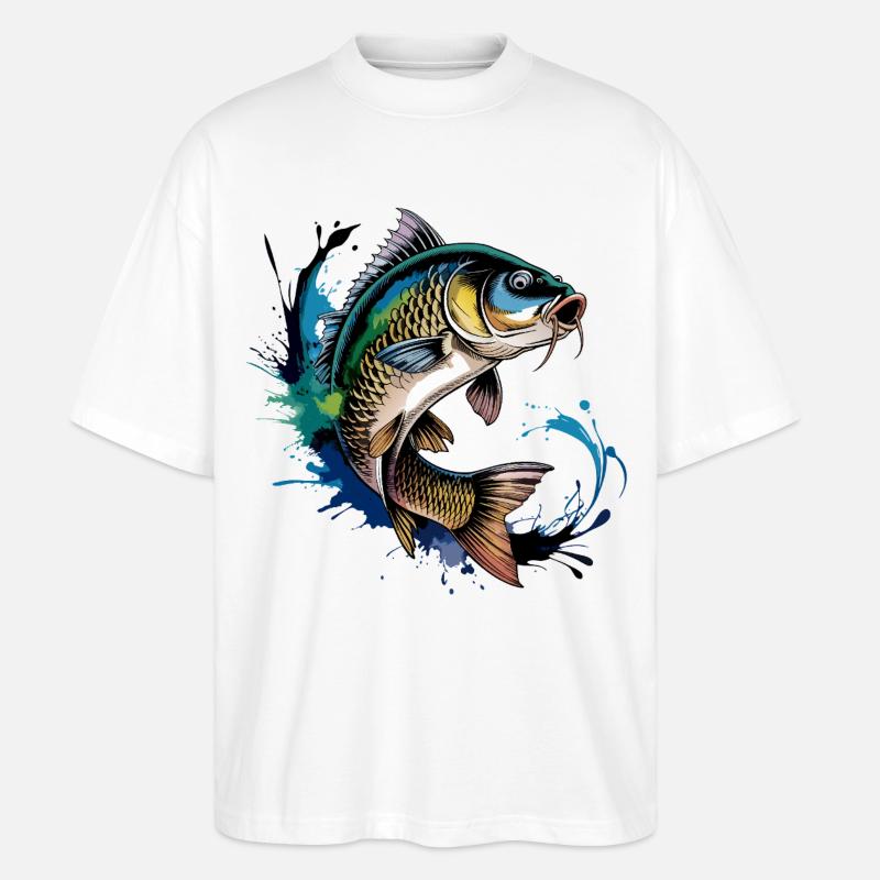 Springender Karpf - Stanley/Stella Oversized Unisex Bio T-Shirt Blaster 2.0 - Weiß