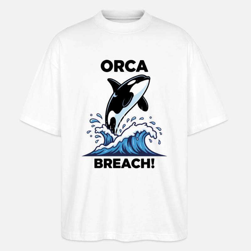Schwertwal-Durchbruch-Seeorca - Stanley/Stella Oversized Unisex Bio T-Shirt Blaster 2.0 - Weiß