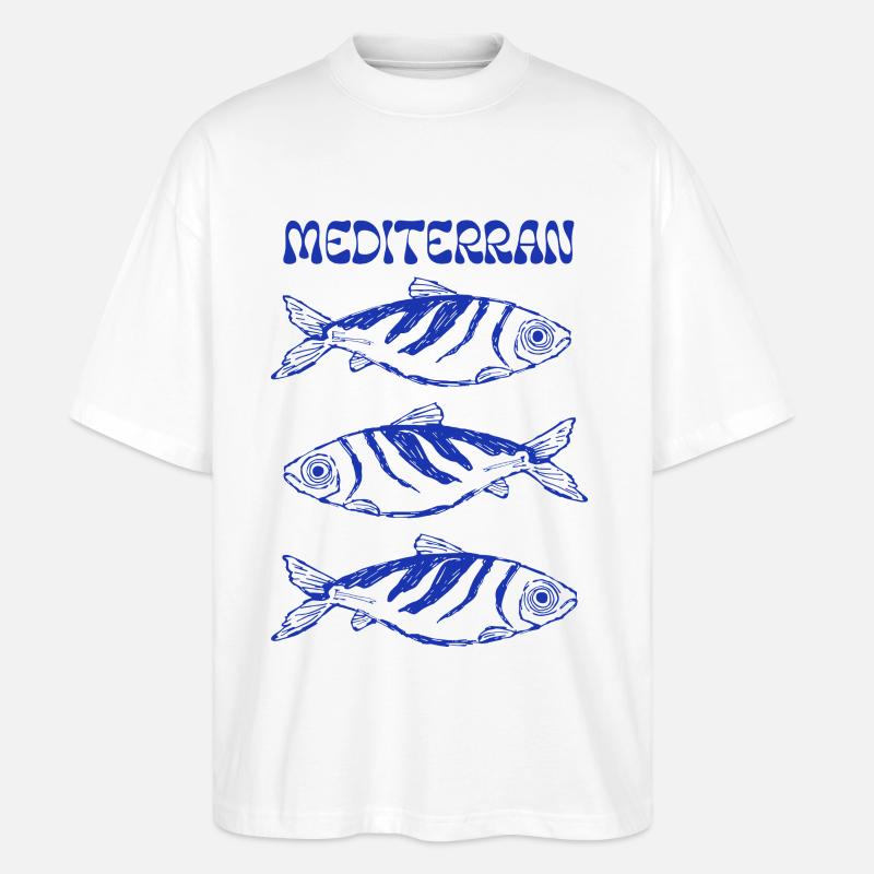 Sardines - Trilogie méditerranéenne - T-shirt bio Blaster 2.0 coupe oversize Stanley/Stella Unisexe - blanc
