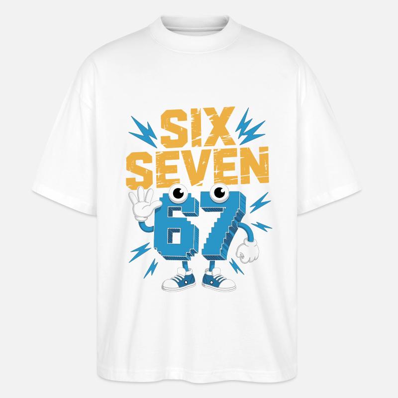 Zahlenheld 67 im Comicstil - Stanley/Stella Oversized Unisex Bio T-Shirt Blaster 2.0 - Weiß