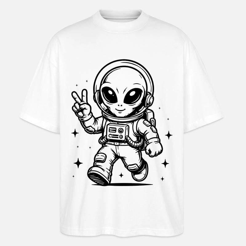 Astronaute Paix extraterrestre dans l’espace - T-shirt bio Blaster 2.0 coupe oversize Stanley/Stella Unisexe - blanc