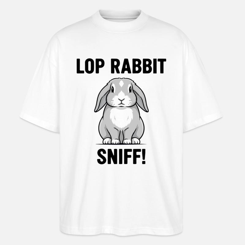 Ram Rabbit Sniff Lop Rabbit Grey - Stanley/Stella Oversized Unisex Organic T-shirt Blaster 2.0 - white