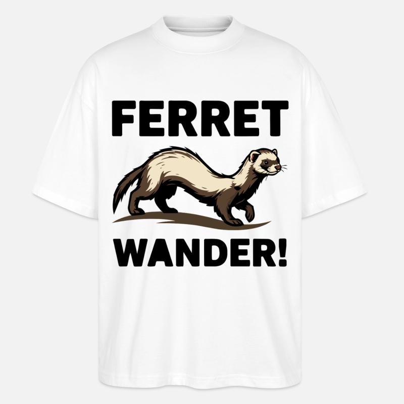 Frettchen-Wander-Frettchen-Erkundung beim Durchstöbern - Stanley/Stella Oversized Unisex Bio T-Shirt Blaster 2.0 - Weiß