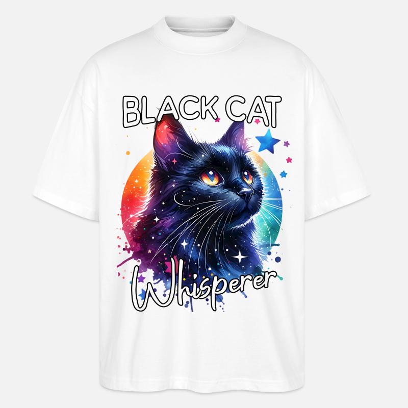 Schwarze Katze Flüsterer - Stanley/Stella Oversized Unisex Bio T-Shirt Blaster 2.0 - Weiß