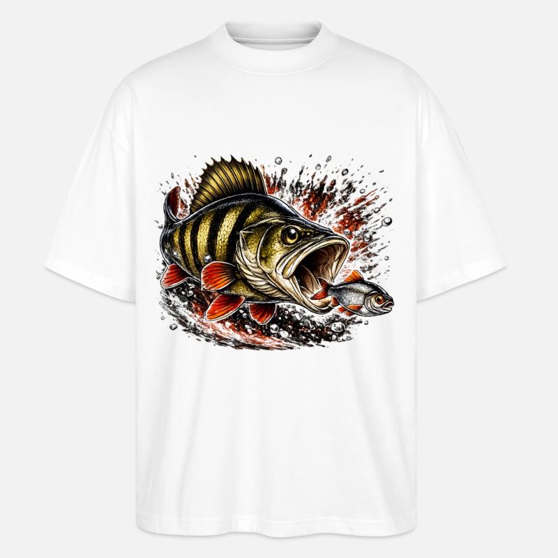 Explosives Barsch-Raubtierfisch-Design - Stanley/Stella Oversized Unisex Bio T-Shirt Blaster 2.0 - Weiß