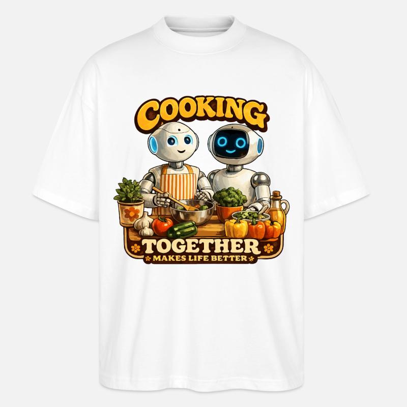 Les robots cuisinent ensemble - T-shirt bio Blaster 2.0 coupe oversize Stanley/Stella Unisexe - blanc