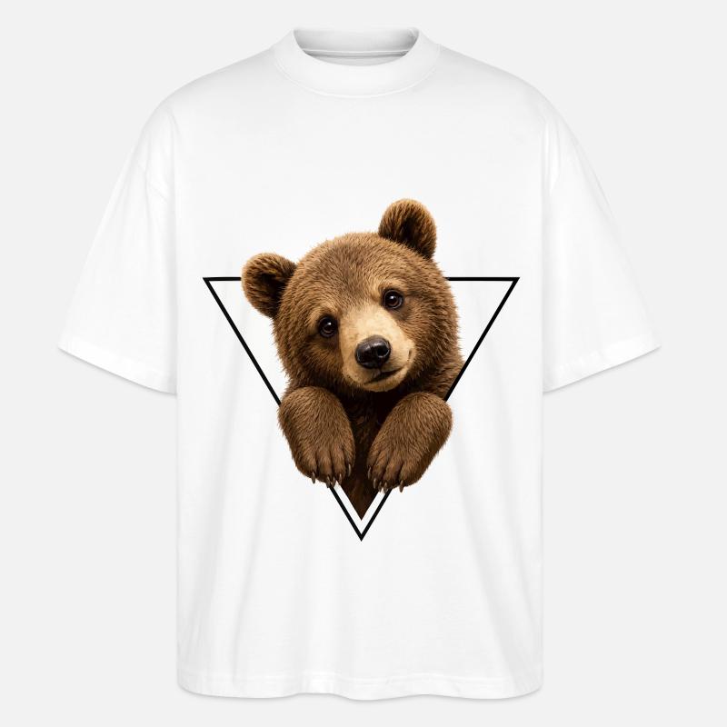 Bear cub in triangle - Stanley/Stella Oversized Unisex Organic T-shirt Blaster 2.0 - white