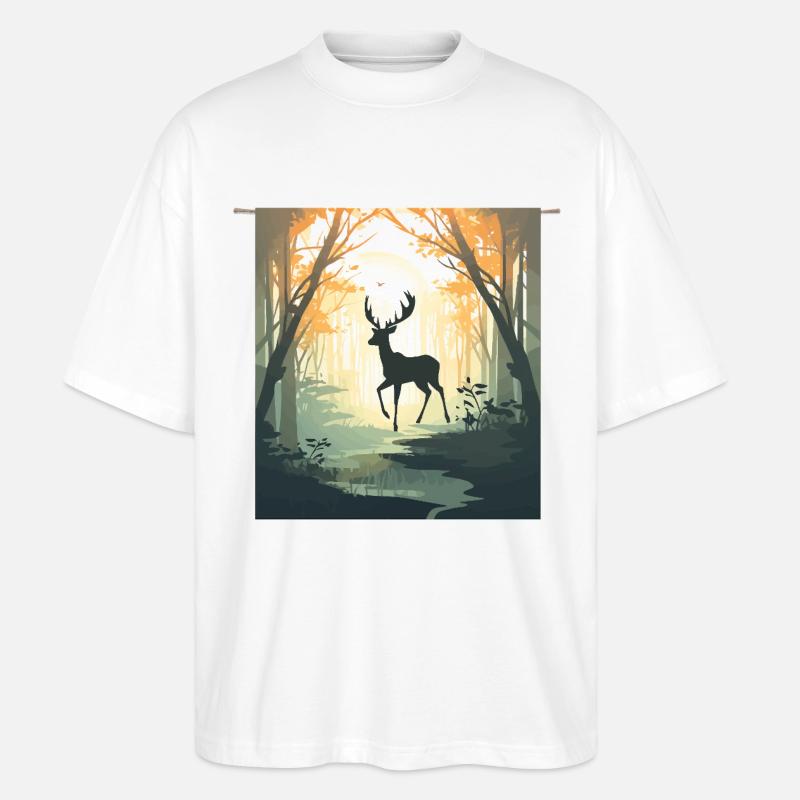 Hirsch im Herbstwald - Stanley/Stella Oversized Unisex Bio T-Shirt Blaster 2.0 - Weiß