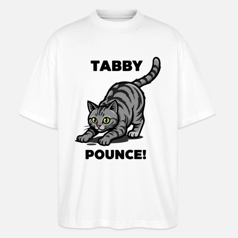 Tigerkatze Tabby springt Katzenjagd - Stanley/Stella Oversized Unisex Bio T-Shirt Blaster 2.0 - Weiß
