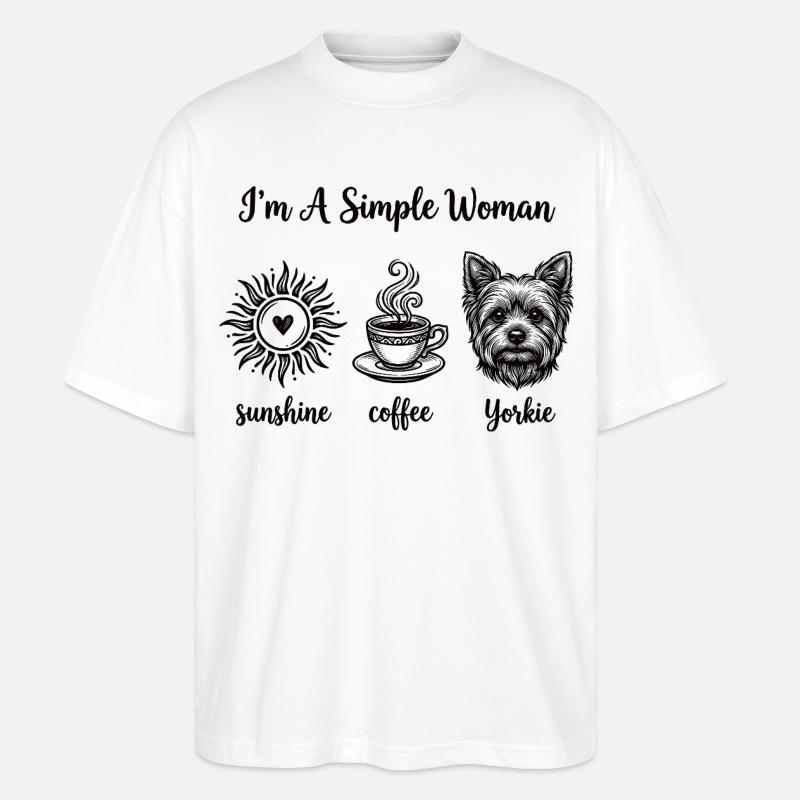 Femmes simples amoureuses de Yorkie - T-shirt bio Blaster 2.0 coupe oversize Stanley/Stella Unisexe - blanc