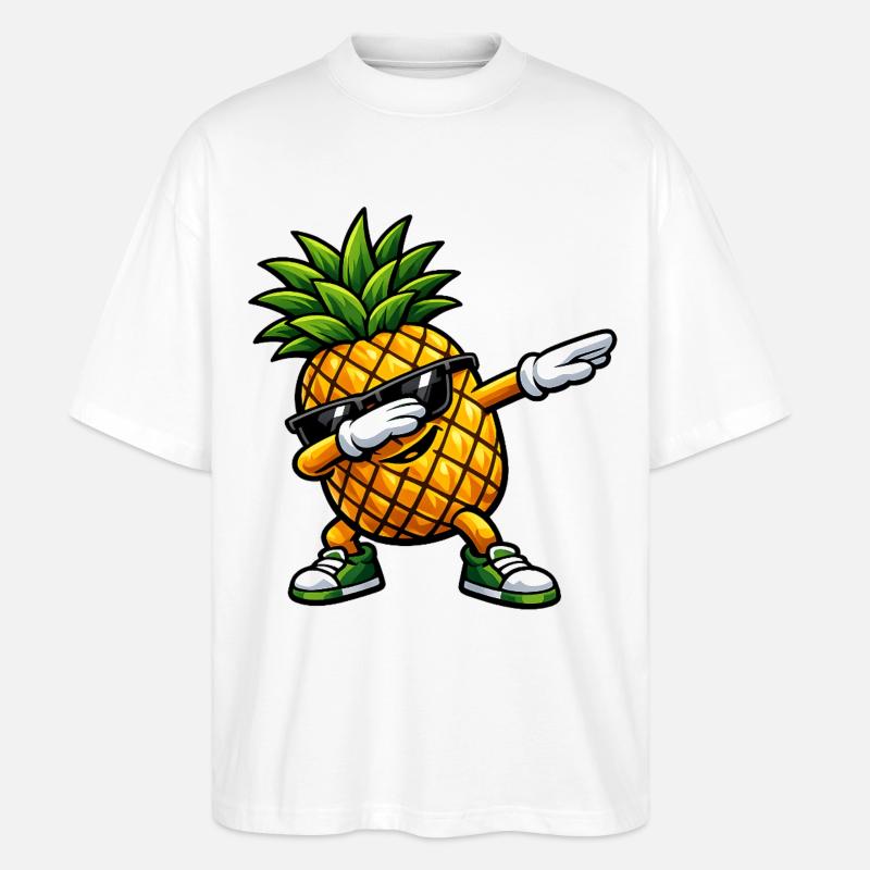 Dabbing pineapple - Stanley/Stella Oversized Unisex Organic T-shirt Blaster 2.0 - white