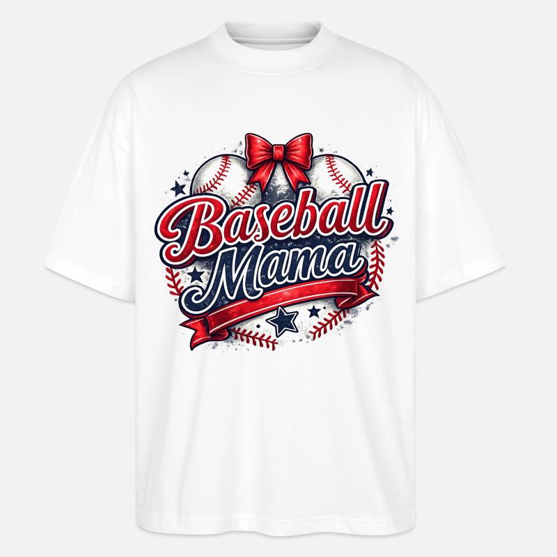 Baseball Mom: Retro Mama Baseball Gift - Stanley/Stella Oversized Unisex Organic T-shirt Blaster 2.0 - white