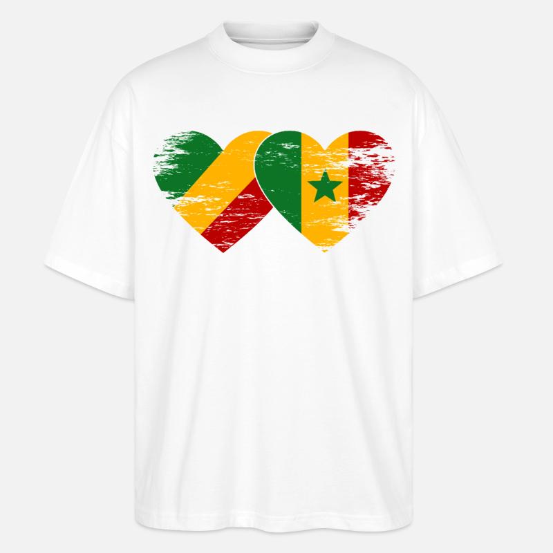 Drapeau Congo-Sénégal utilisé - T-shirt bio Blaster 2.0 coupe oversize Stanley/Stella Unisexe - blanc