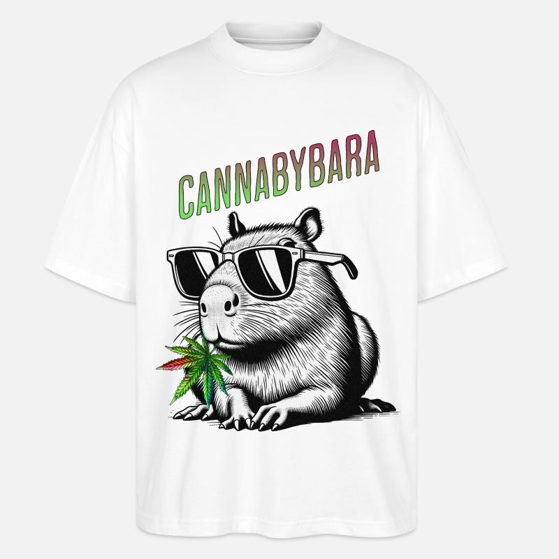 Cannabybara Chill Capybara Cannabis Style - T-shirt bio Blaster 2.0 coupe oversize Stanley/Stella Unisexe - blanc