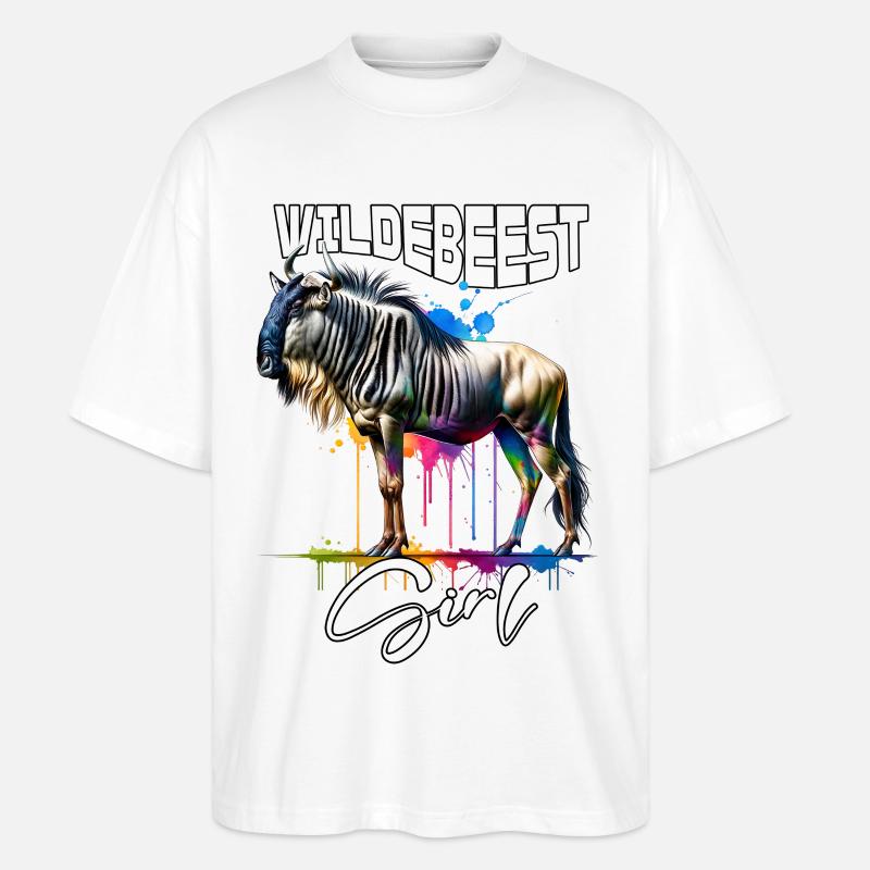 Wildebeest Mädchen Gnu - Stanley/Stella Oversized Unisex Bio T-Shirt Blaster 2.0 - Weiß