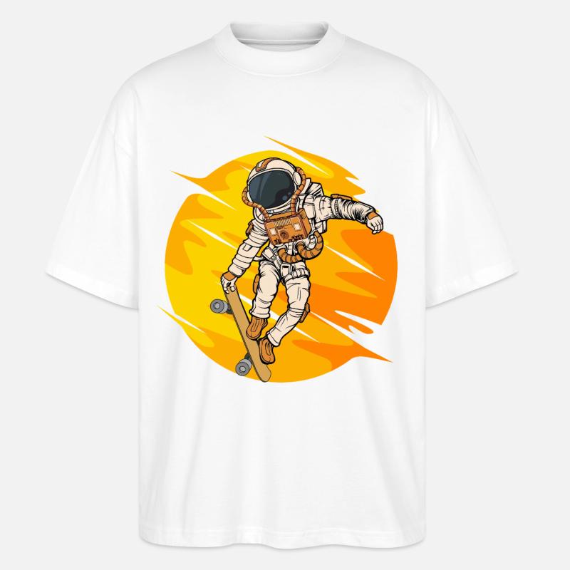 Astronaut Skateboard Sprung - Stanley/Stella Oversized Unisex Bio T-Shirt Blaster 2.0 - Weiß