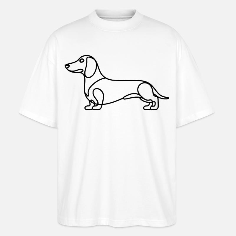 Dessin linéaire du teckel - T-shirt bio Blaster 2.0 coupe oversize Stanley/Stella Unisexe - blanc