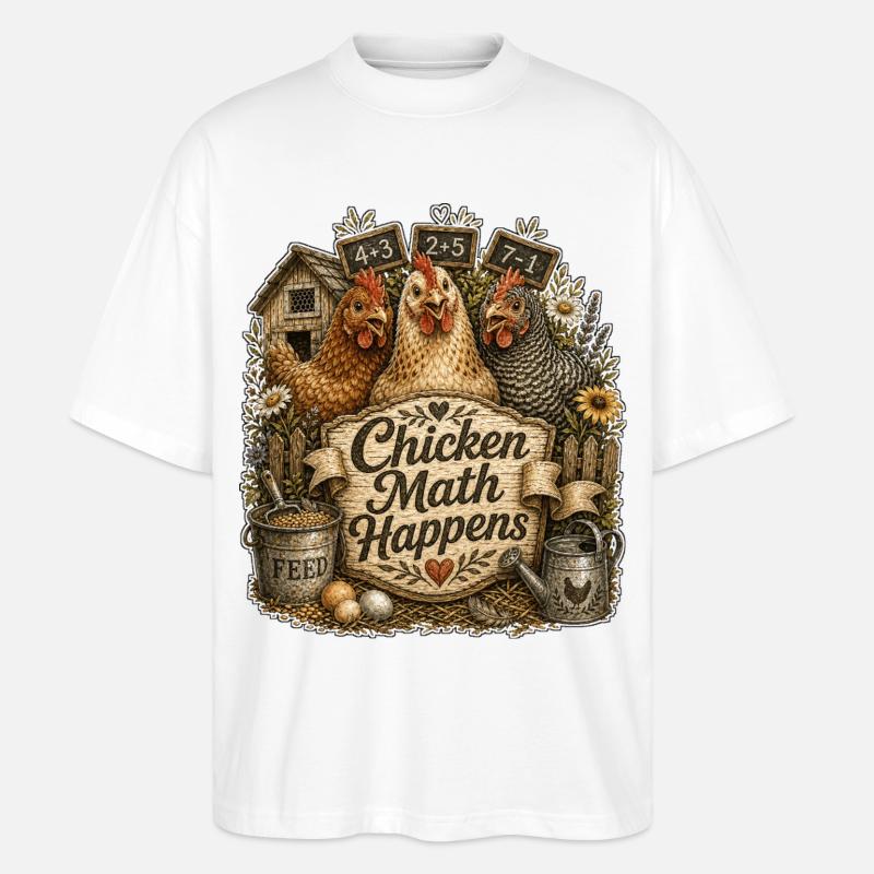 Chicken Math Happens - Stanley/Stella Oversized Unisex Bio T-Shirt Blaster 2.0 - Weiß