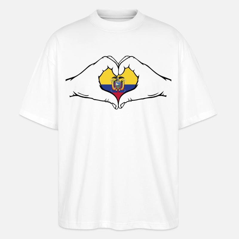 Ecuador_Flagge_Hände_Herzform - T-shirt bio Blaster 2.0 coupe oversize Stanley/Stella Unisexe - blanc