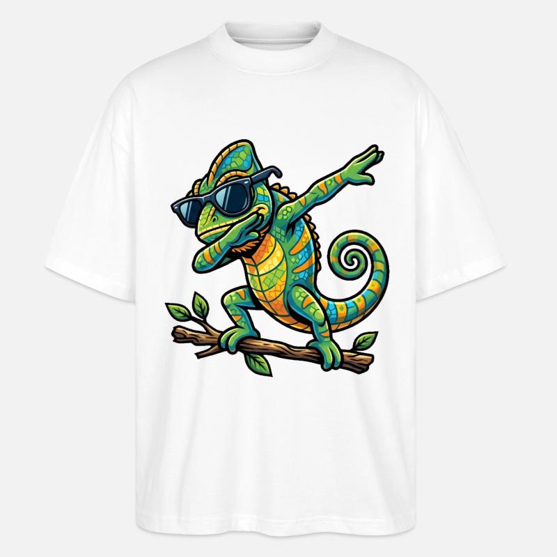 Escarpage du Caméléon - T-shirt bio Blaster 2.0 coupe oversize Stanley/Stella Unisexe - blanc
