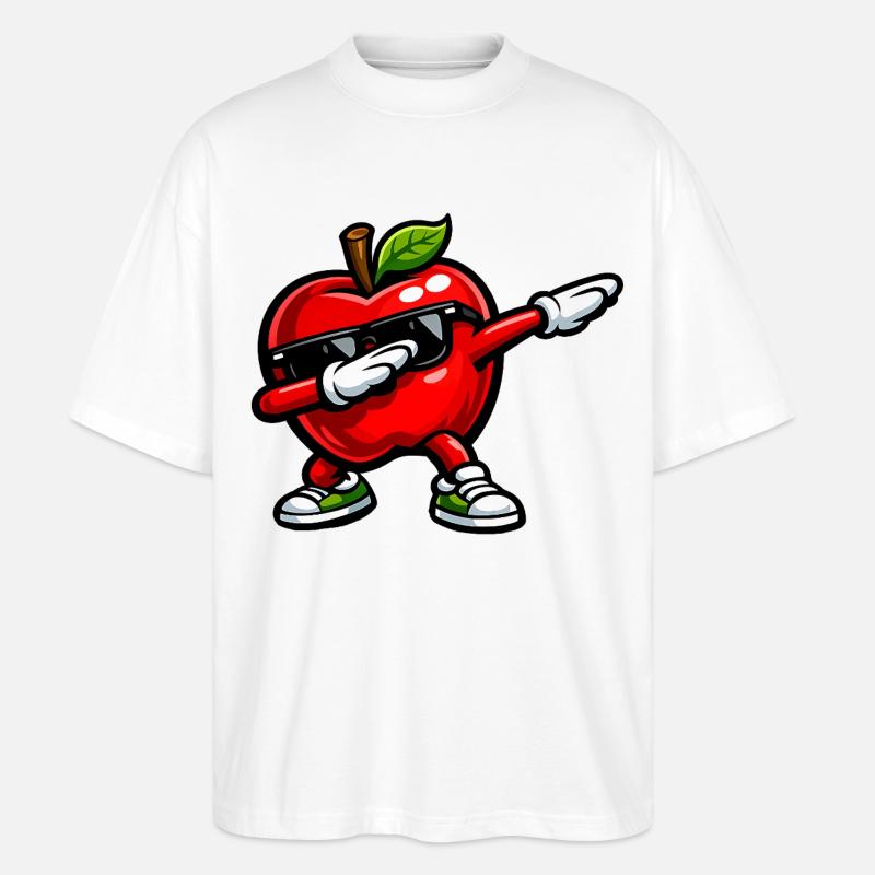Dabbing Roter Apfel - Stanley/Stella Oversized Unisex Bio T-Shirt Blaster 2.0 - Weiß