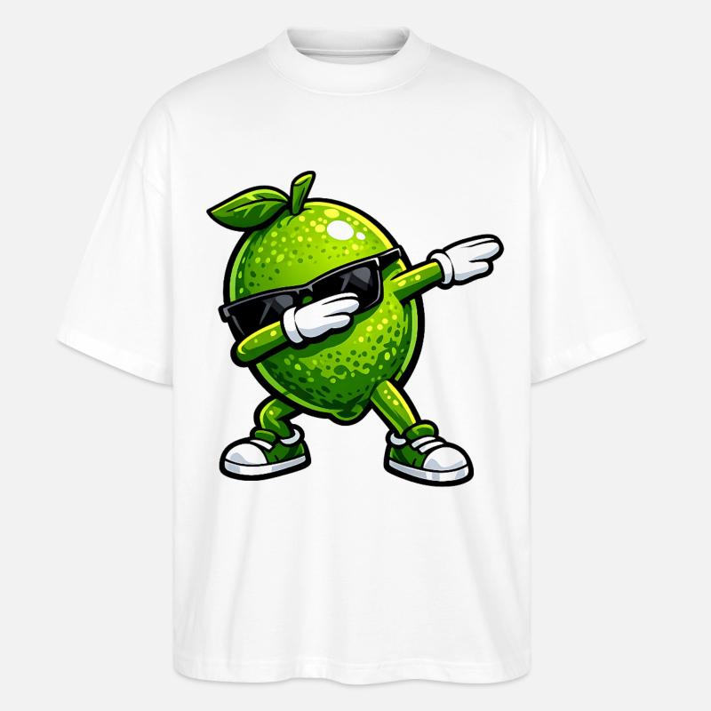 Dabbing Limette - Stanley/Stella Oversized Unisex Bio T-Shirt Blaster 2.0 - Weiß