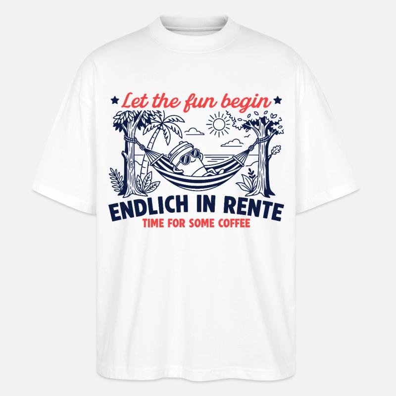 Endlich in Rente Retro Kaffee - Stanley/Stella Oversized Unisex Bio T-Shirt Blaster 2.0 - Weiß