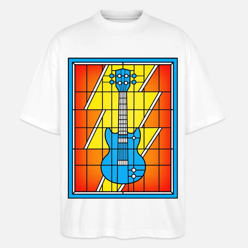 Guitare bleue vitral - T-shirt bio Blaster 2.0 coupe oversize Stanley/Stella Unisexe - blanc