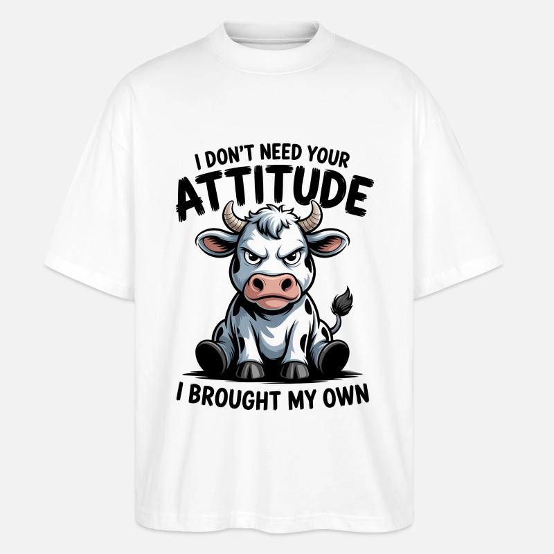 Attitude de vache : expression - T-shirt bio Blaster 2.0 coupe oversize Stanley/Stella Unisexe - blanc