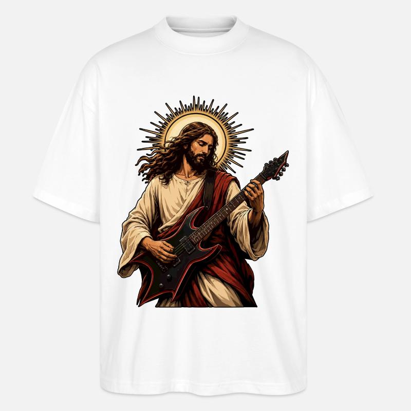 Guitariste de Holy - T-shirt bio Blaster 2.0 coupe oversize Stanley/Stella Unisexe - blanc